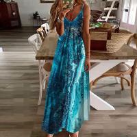 Vestido largo casual con cuello en V de moda de verano para mujer - details 4