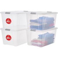 Cajas de Almacenamiento de Plata de 45L con Tapas Duraderas, Apilables para Dormitorio, Armario, Oficina Organizadora de Ropa y Zapatos - details 0