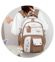 Mochila escolar para niñas adolescentes con diseño de conejo lindo, mochila de moda con contraste de colores, mochila fresca par - details 8