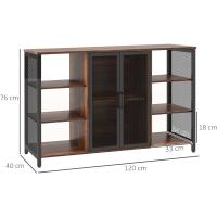 Mueble de Cocina Industrial Buffet Auxiliar con 6 Estantes Abiertos Porta Copas y Estante Ajustable para Bar Comedor 120x40x76 cm Marrón - details 2
