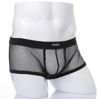 Sexy Mesh Boxer Hombre Ropa Interior Ver A Través Transparente Ropa De Noche De Cintura Baja Bóxer Calzoncillos Calzoncillos - details 1