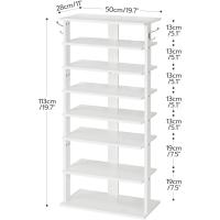 Zapatero, Estante Zapatero, Estantería para Zapatos, Mueble Zapatero de 8 Niveles, con 2 Ganchos, 50 x 28 x 113 cm, para Entrada, Dormitorio, Ahorra Espacio, Blanco - details 1