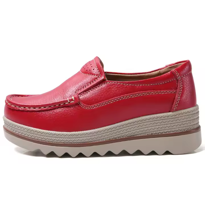 Mocasines de cuña informales para mujer, mocasines cómodos sin cordones, zapatos de plataforma suaves y gruesos - 1