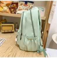 Mochila de nylon estilo universitario 2025, gran capacidad para portátiles y viajes, con correas ajustables, cierre de cremallera, forro de poliéster, pintura de borde gratuita - Disponible en blanco, negro, azul, verde, mochila para viajes - details 7