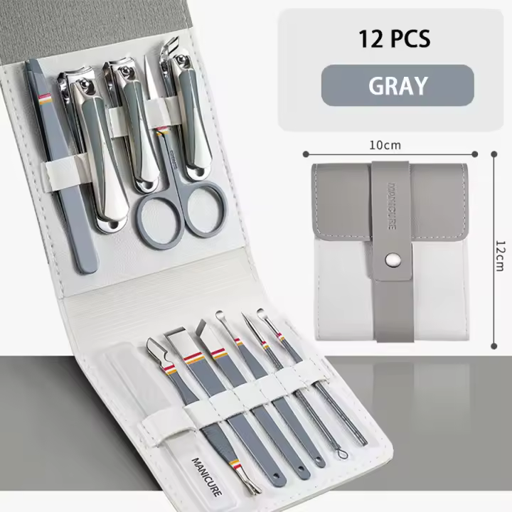 Juego de manicura cortaúñas profesional Kit de pedicura 16 piezas herramientas de cuidado de uñas de acero inoxidable Kit de aseo con viaje lujoso - 1