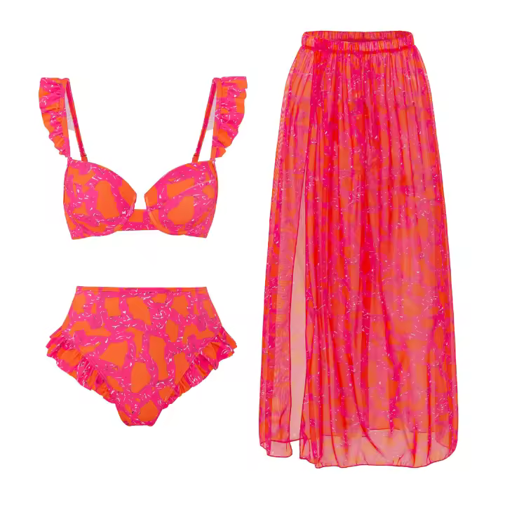 Conjunto de bikini de cintura alta estilo gancho de moda para mujer retro ajustable - 1