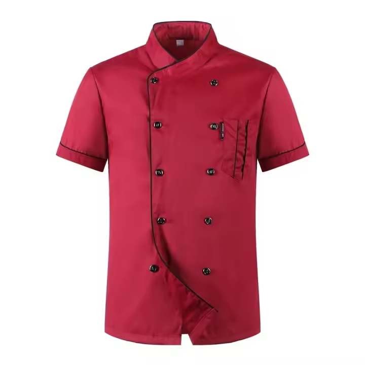 Chaqueta de chef de manga corta, abrigo de cocinero, uniforme de trabajo para barista, panadero, camarero, restaurante, ropa de hotel - 1