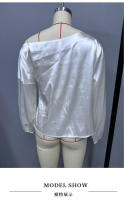 Blusa de satén de color blanco de manga larga, nueva camisa de verano para mujer - details 4