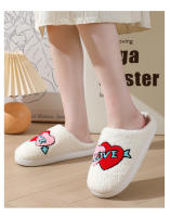 Día de San Valentín popular invierno cara sonriente gran amor zapatillas de algodón. - details 12