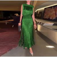 Elegante Vestido de Dos Piezas con Borlas Tops sin Mangas con Cuello Redondo Vestido Maxi Ajustado - details 6