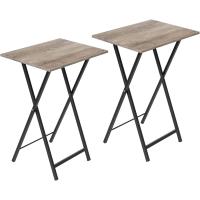 Mesa Auxiliar Plegable de 2, Mesa Lateral para Sofá, Escritorio Pequeño para Portátil, Mesa de TV Plegable pequeña, Estructura de Almacenamiento Fácil, Marrón Rústico y Negro EBF25BZ01 - details 9