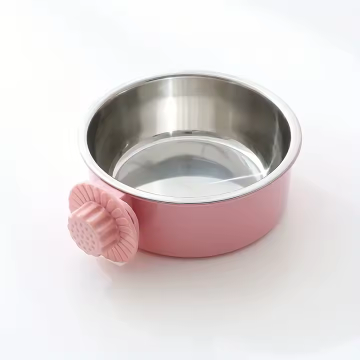 Cuenco colgante fijo antipunta para perro, jaula de acero inoxidable para beber, suministros para mascotas - 1