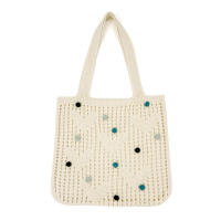 Bolso de compras de un solo hombro tejido con bolas de lana coloridas - details 0