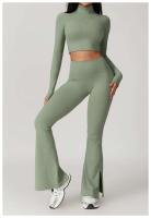 Conjunto de Yoga de Manga Larga Top de Correa Alta y Leggings Deportivos para Mujeres - details 33