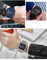 Reloj cronógrafo para hombre, luminoso, resistente al agua, reloj de cuarzo, correa de acero inoxidable, reloj de pulsera multifuncional para negocios - details 7