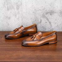 2024 Zapatos de vestir de fiesta de boda informales con borlas de piel de vaca hechos a mano de lujo para hombre - details 1