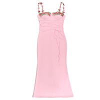 Vestido largo Floral sin mangas con espalda descubierta para mujer, traje Sexy de vendaje con cordones, ajustado para fiesta - details 18