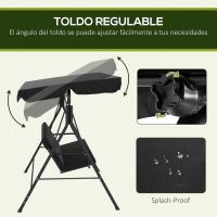 Columpio de Jardín de 3 Plazas Balancín Exterior con Techo Ajustable y Marco de Acero - details 2