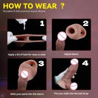 Empaque privado Sexy NUUN Funda realista con cabeza cerrada Dildo hueco Retraso de la eyaculación Funda para pene Extensor y juguete sexual de alargamiento para hombres - details 6