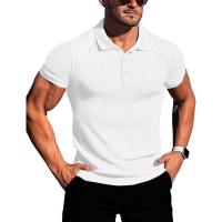 Ropa deportiva para correr para hombre, poste de pie de manga corta de alta elasticidad de verano, suéter básico de punto fino - details 6