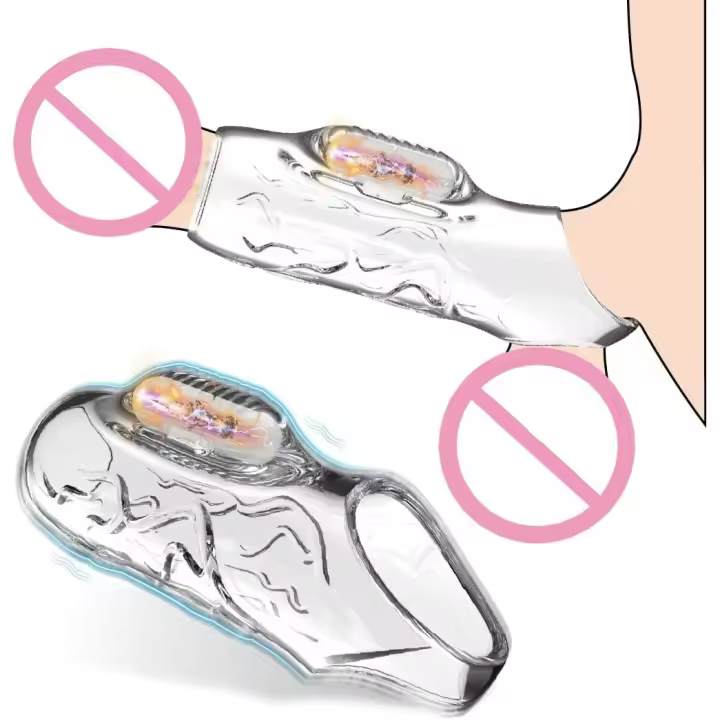 Anillo vibratorio para pene para hombre, anillos para pene, funda transparente para agrandar el pene, vibrador de perineo, juguetes sexuales para adultos para mejorar la erección, eyaculación retardada, reutilizable - 1