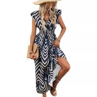 2025 Primavera/Verano nuevas mujeres sueltas estampadas al azar Tie Dyeing vestido de swing grande - details 4