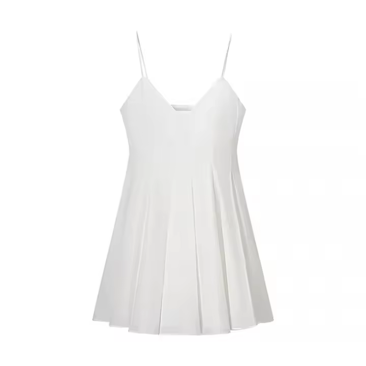 PB & ZA 2025 temperamento todo-fósforo vestido con tirantes Falda corta pequeña falda blanca novedad de verano llegadas ropa de mujer - 1