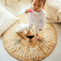 Manta de estilo nórdico para niños Alfombra de juego con dibujos animados Peluche redonda lavable para sala de estar Decoración para dormitorio de recién nacidos - details 0