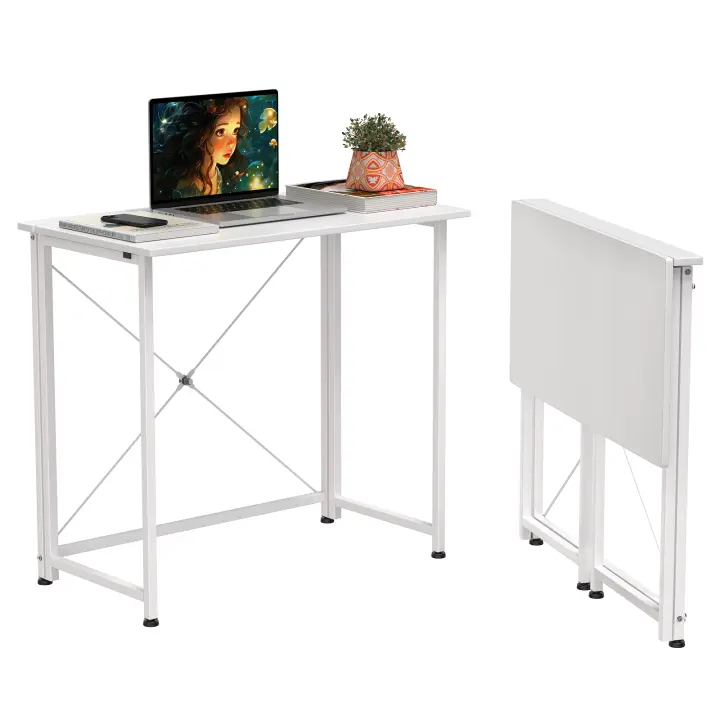 Rynview-Escritorio plegable pequeño, sin volumen, escritorio de ordenador plegable, adecuado para dormitorio, oficina Ahorra espacio. - 1