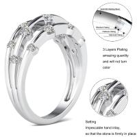 Anillo de Moissanite Bambú Plateado 18K para Mujeres Banda Solitaria Medio Eterno Anillos de Compromiso y Boda Perfecto Match - details 5