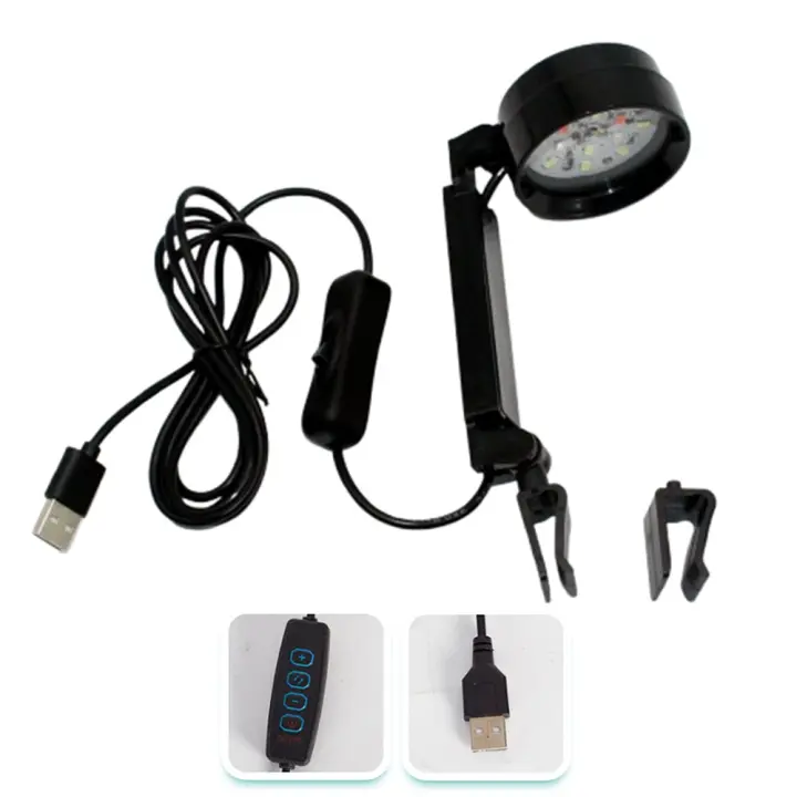 Mini lámpara ajustable con Clip para acuario, luz LED impermeable de 5W para acuario, lámpara con Clip para pecera con rotación USB, pecera sudamericana - 1