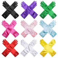 Guantes largos de baile de princesa para niños, manoplas de dedo completo, lazo de lentejuelas satinadas, regalos de cumpleaños - details 2
