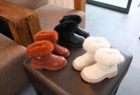 Botas cálidas de terciopelo para niños pequeños, zapatos impermeables de cuero para la nieve, exteriores, Invierno - details 0