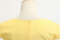 Women summer vintage with belt short sleeve v neck elegant retro swing party dresses - details 14