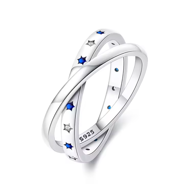 Anillos de circonia cúbica para mujer, Plata de Ley 2024 925 auténtica, cielo estrellado, amor, joyería de compromiso de boda, regalo de cumpleaños - 1