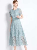 Elegante Vestido de Verano de Encaje Vintage JAMERARY Manga Corta, Espalda Elegante, Moda para Mujeres - details 0