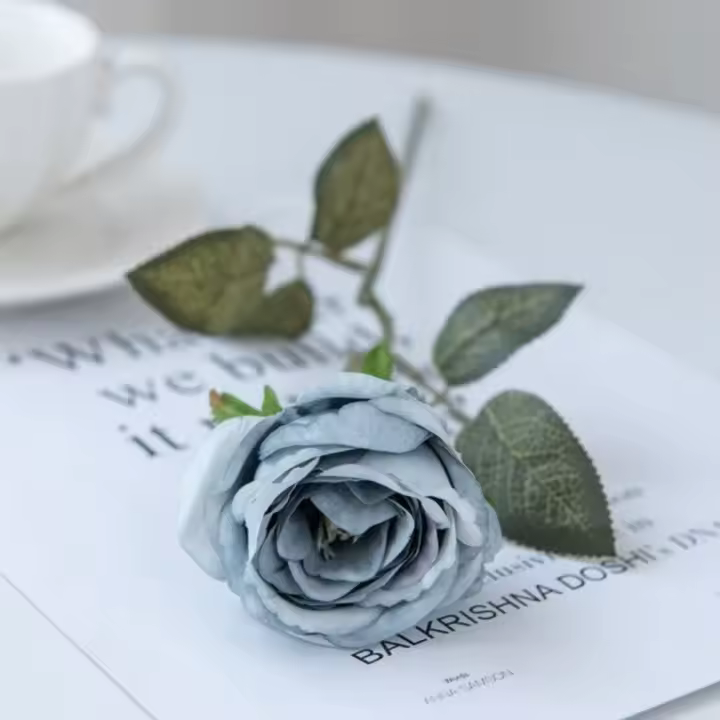 Hermosa flor de seda flores artificiales plástico simulación seda rosa ramo de novia accesorios de fotografía - 1