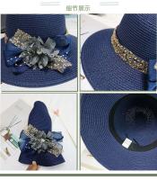 Gorra de Sol de Verano Sombrero de Playa de Paja con Lazo de Beige Moda de Mujer Regalo de Panamá - details 4