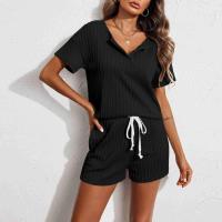 Primavera Y Verano En Europa Y Estados Unidos Ropa De Casa De Mujer, Conjunto De Pijama, Jacquard De Punto Pantalones Cortos De Manga Corta Traje De Dos Piezas - details 4