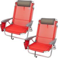 62262 - Pack de 2 sillas plegables multiposición para playa, jardín, terraza o camping beige, Medidas 64x11x64cm, 4 posiciones, con cojín en el cabecero, Incluye asa de transporte, Ibiza X2 - details 7