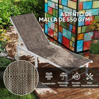 Reclinable Exterior con Ruedas Respaldo Ajustable en 5 Niveles y Estructura de Acero Carga 120 kg para Patio Terraza Balcón 166x60x84 cm Gris - details 13
