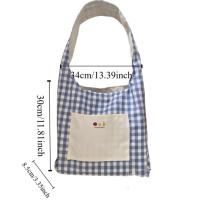 Bolso Vintage de dos caras a cuadros para mujer, bolso de hombro con entramado de ocio de estilo japonés, bolso de mano de lona para ir al trabajo al aire libre - details 1