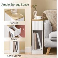 Mesa de Noche Blanca Ancho 35 Estantería y Cajón para Dormitorio y Sala de Estar Altura de 60cm - details 2