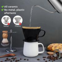 Taza de filtro de café, gotero de café de cerámica negra, soporte de goteo de filtro reutilizable L - details 2
