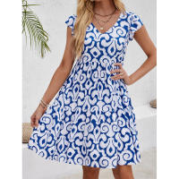Vestido Casual Dulce Suelto 2025 para Mujer con Cuello en V y Estampado de Manga Corta Ropa de Mujer - details 2