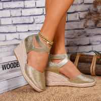Sandalias de cuña de paja para mujer, clásicas, con banda elástica, de verano, nuevas, sencillas, versátiles, cómodas, a la moda, con tacones altos. - details 2