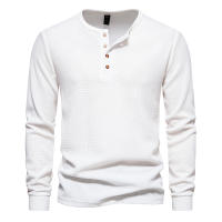 Camiseta de manga larga Henley para hombre, camisa básica transpirable con botones, informal, Color sólido, otoño - details 7
