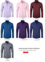 Camisa entallada de negocios minimalista elástica en cuatro direcciones para hombre, fácil de planchar y resistente a las arrugas - details 7