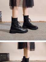 Botas Martin de cuero suave real, botas delgadas de verano para mujer, nuevas botas de plataforma para mujer, botas de primavera y otoño, botas individuales negras, botas cortas - details 9