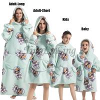 Sudaderas con capucha de gran tamaño para niños y mujeres, sudaderas con capucha de Panda, oso, aguacate, León, dibujos animados, Halloween, familia, mantas largas de TV, invierno, nuevo - details 5